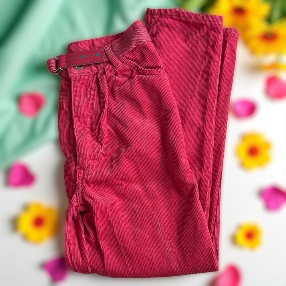 Vintage Pink Corduroy Pants Gitano EVA Belted Tapered High Rise 80s Style